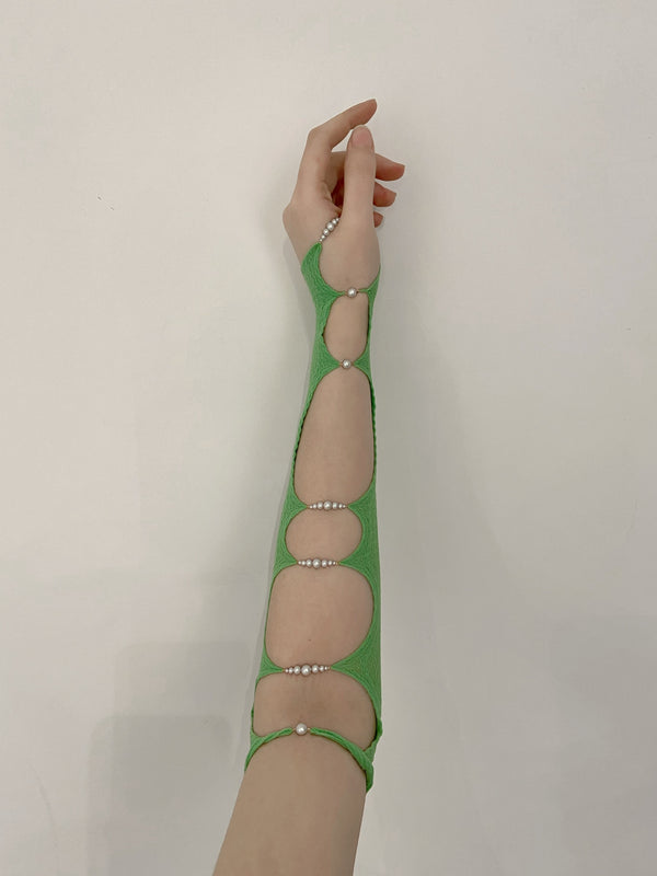 Rui Zhou R004 Sleeve Series Crystal Pearl Single Arm Sleeve RUI-SS21-R004-LV Green